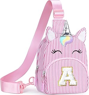YOOLIFE Mothers Day Gifts for Daughters Birthday Gifts for 2 3 4 5 6 7 8 Year Old Girls Kids, Unicorn Small Sling Bag Initial Fanny Pack for Girl Kids, Unicorn Crossbody Bag Purse for Girl, Pink (A)