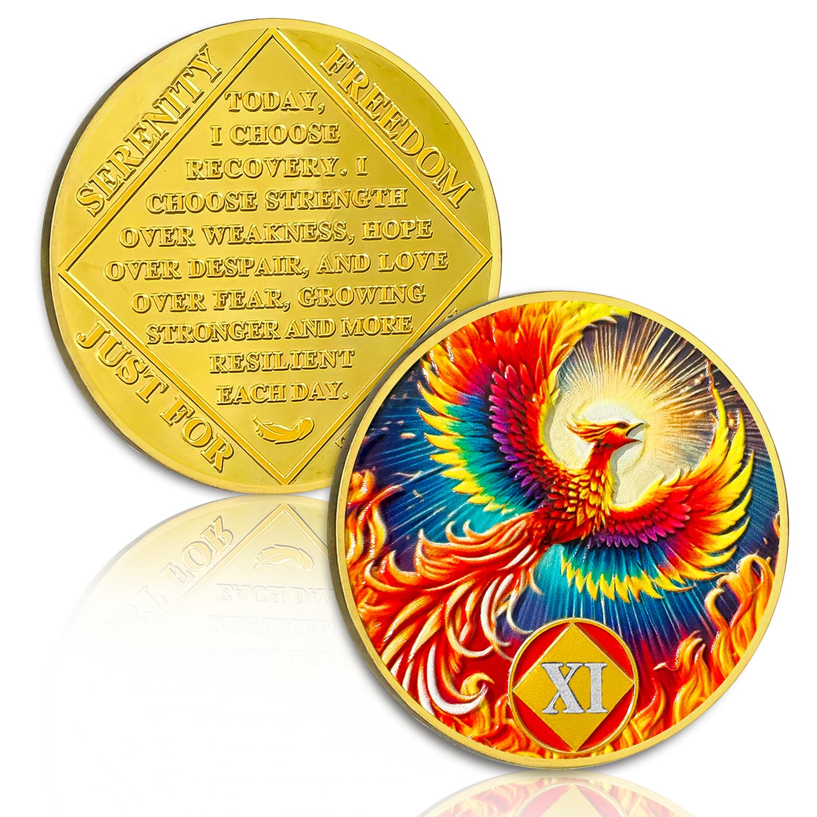 Phoenix of Light 11 Year Nüchternheitsmünze, Fly to Hope NA Coin - Addiction Recovery Chip mit Token-Kapsel, inspirierende Nüchternheit Geschenke für Männer und Frauen