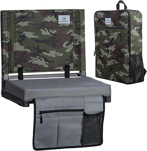 Asientos de estadio con soporte de espalda, asientos de estadio para gradas con soporte de espalda, asientos portátiles con cojines y mochilas,