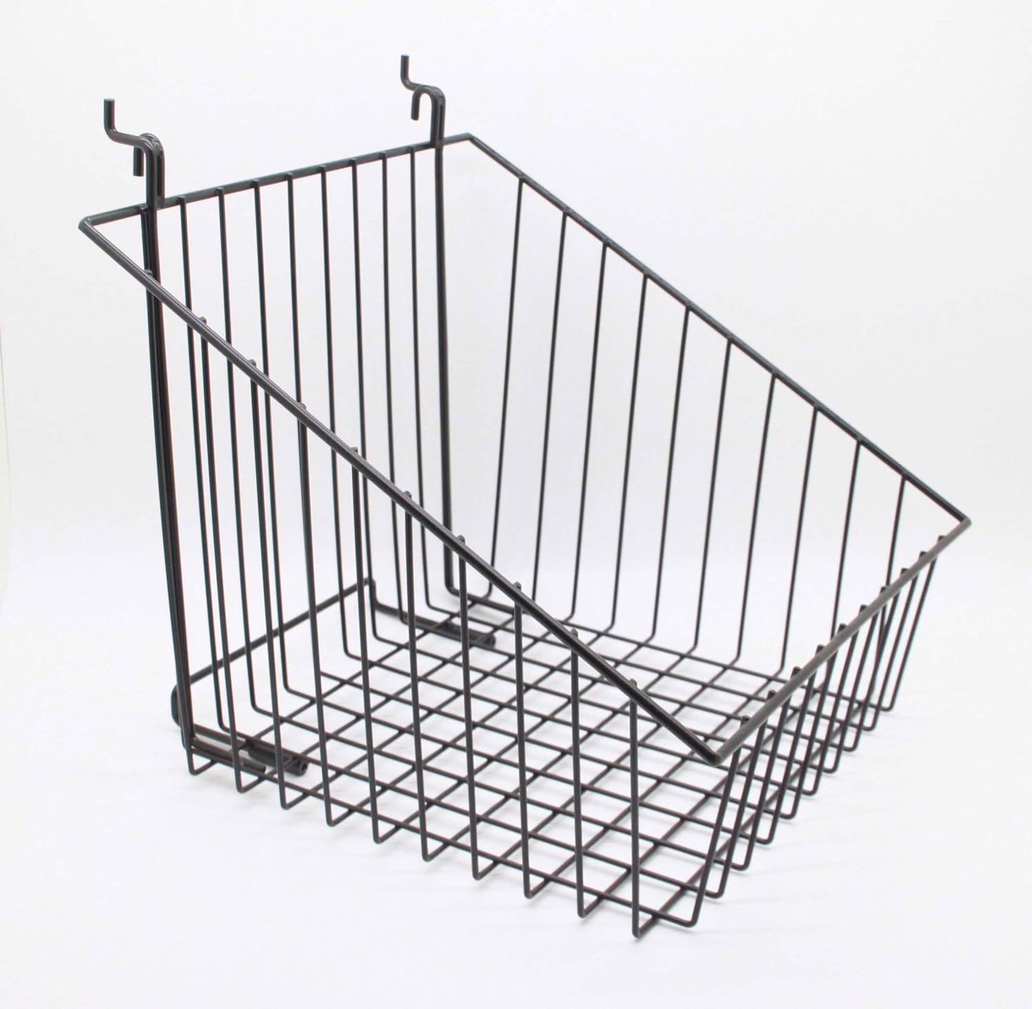 FixtureDisplays® Set of 312" x 12" Metal Gridwall Slatwall Basket w/Hooks - Black
