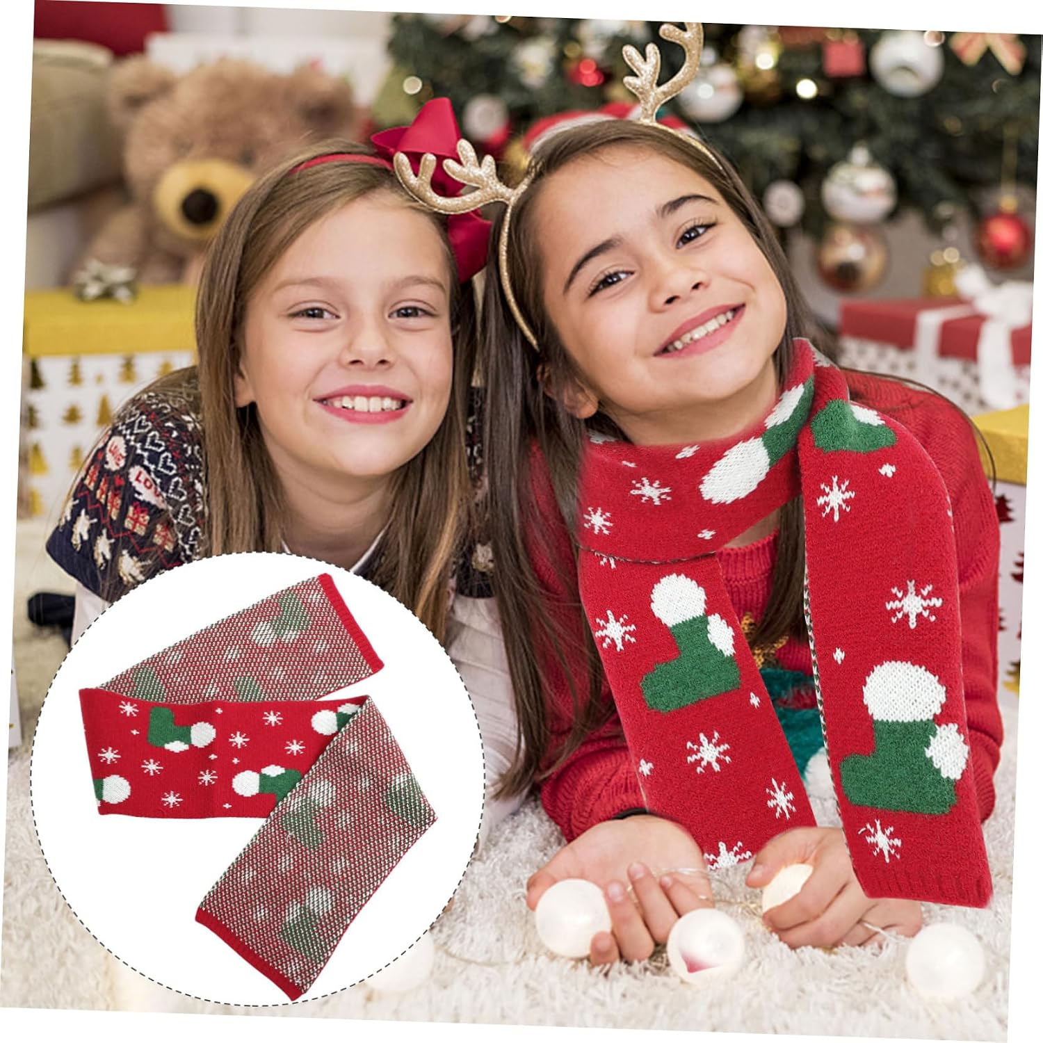 LIOOBO Christmas Knit Scarf Adorable Winter Warmth for Boys Lightweight Skin Friendly Holiday Present