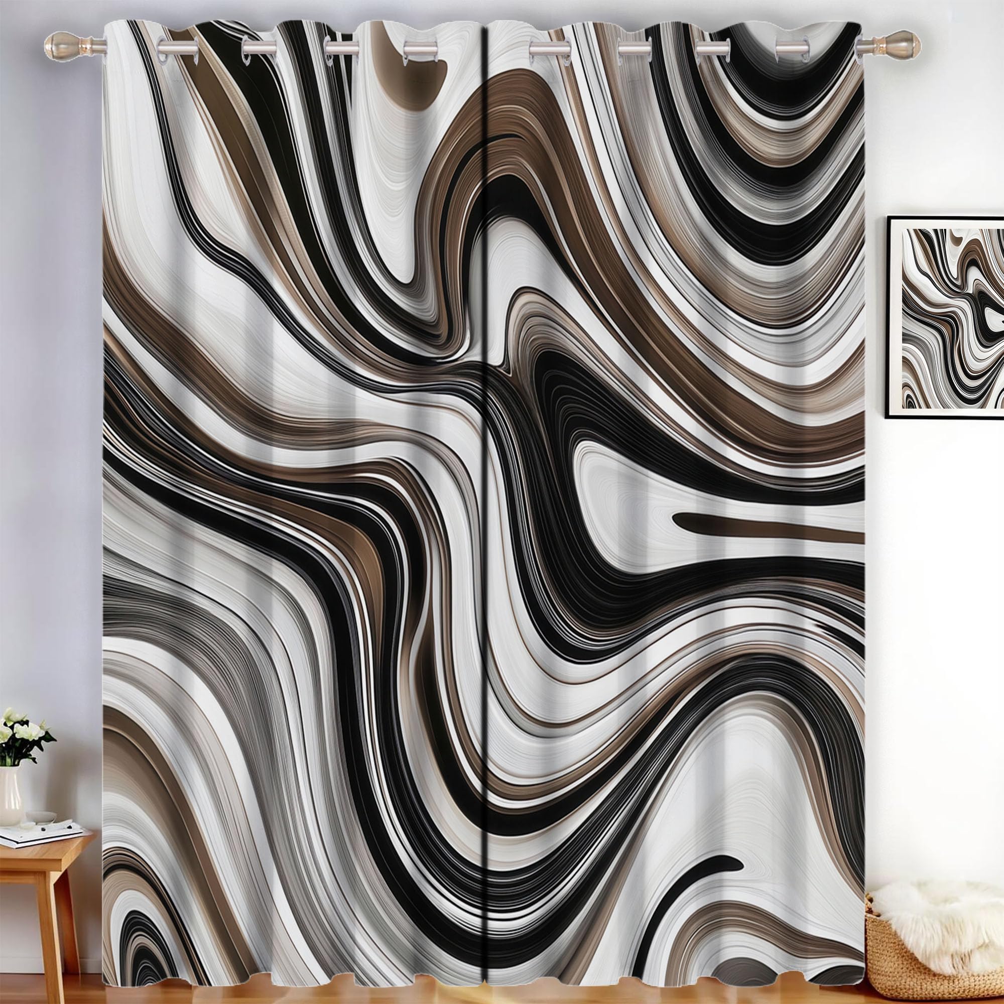 Rideau Occultant Thermique Abstrait Marbre Abricot pour Isoler et Sublimer la Chambre
