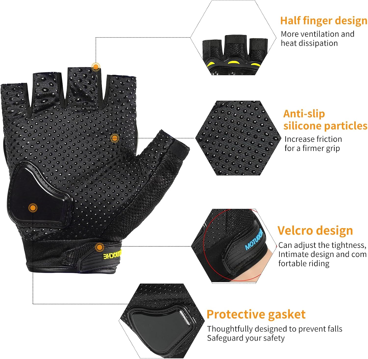 Outdoor Cycling Equipment Hard Knuckle Fingerless Motorcycle and Workout Gloves for Men and Women - Ideal for Cycling, Biking, Weightlifting, Running, Hiking and Outdoor Sports