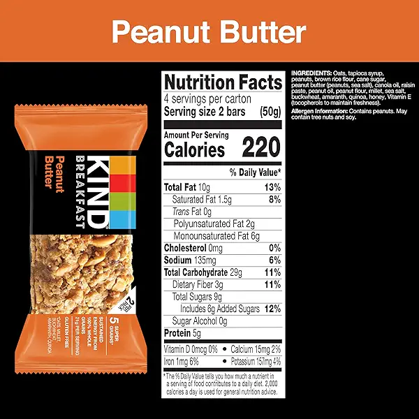 KIND Breakfast Bars, Peanut Butter, Healthy Snacks, Gluten Free, 8 Count 2