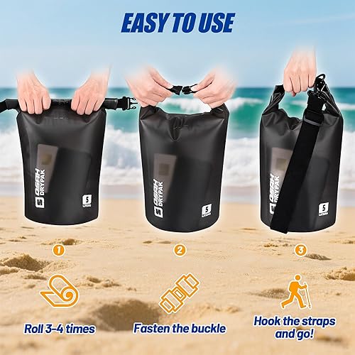 Miniatura 6 de Bolsa seca impermeable, 5L10L20L30L40L Mochila de almacenamiento ligera con funda para teléfono para mujeres y hombres, saco impermeable flotante