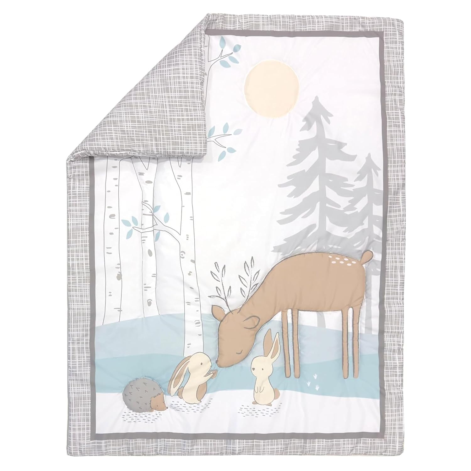 Sammy & Lou Cottontail Friends 4-Piece Baby Nursery Crib Bedding Set, Includes Quilt, Two Fitted Crib Sheets, and Plush Toy