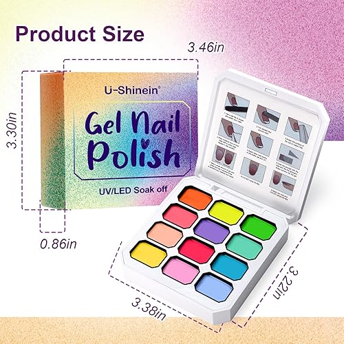 Miniatura 7 de Gel de pintura degradada, 12 colores brillantes, esmalte de uñas de gel degradado para uñas de pigmento, uñas aura, manicura francesa, arte de uñas