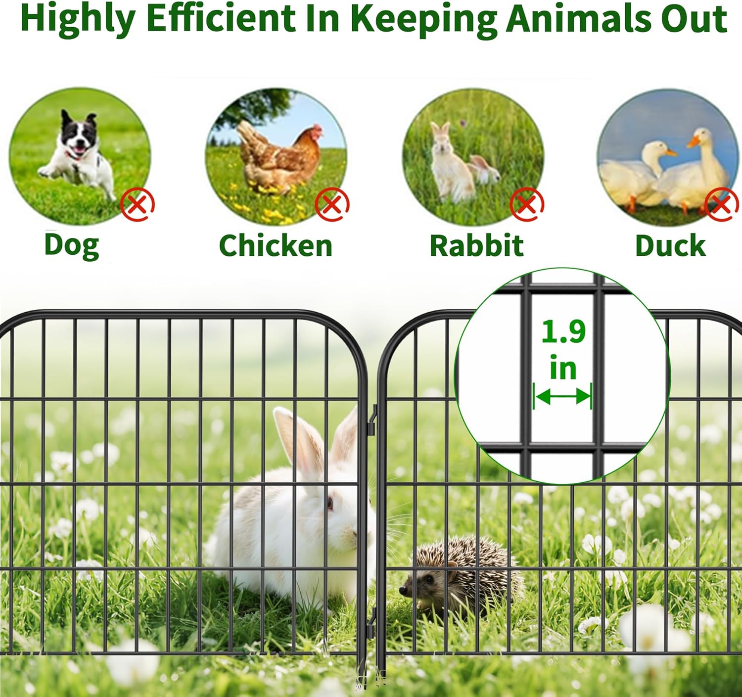 AMAGABELI 10 Panels 24 in(H) X 22 ft(L) Decorative Garden Fence Gate,No Dig Dog Fence Outdoor for Yard,Rustproof Garden Fencing Animal Barrier Metal Wire Panel Border for Flower Bed,Patio