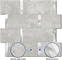 Vista 3 de Azulejos de metro de cocina mate para despegar y pegar, azulejos autoadhesivos para pared de baño, impermeables, paneles de mosaico de metal