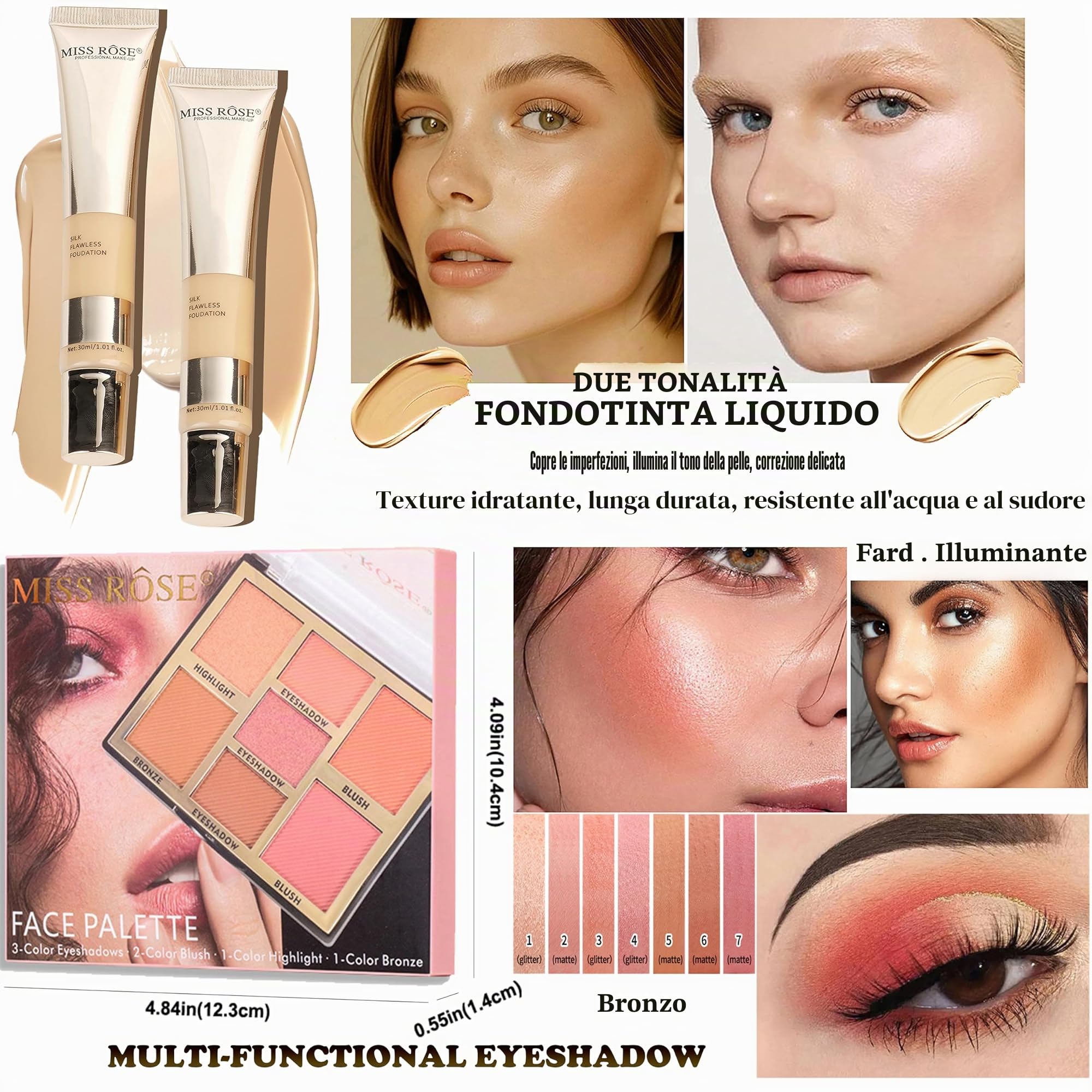 Kit trucco - Set trucco per ragazze - Set regalo per donne con palette di ombretti, rossetti