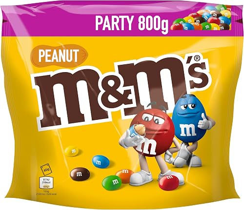 M&M's Peanut Bulk Pack Chocolate, Crisp Chocolate with Colourful Sugar Cover as Sweets, Party Mix, 1 x 800 g, for Christmas or as Advent Calendar Sweets
