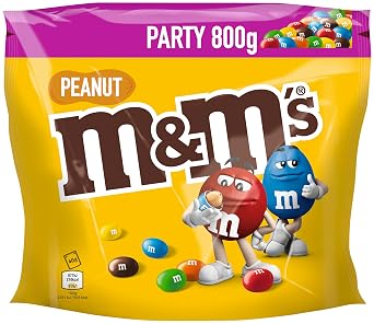 M&M’s Peanut Großpackung Schokolade, Knackige Schokolinsen mit bunter Zuckerhülle als Süßigkeiten, Party-Mix, 1 x 800 g, Für Weihnachten oder als Adventskalender Süßigkeiten