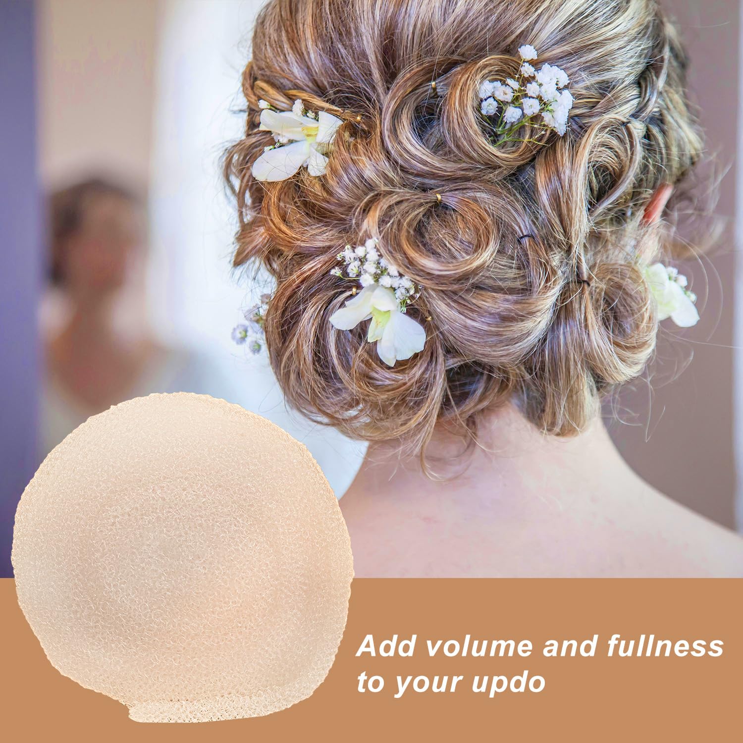 Hair Sponge for Updo 4.92ft Long Hair Padding Updos Hairs Filler Bun Maker Bumps Volume Insert Styling Tool for Women Men Instant Buns & Voluminous Updos (Gold) - Image 4