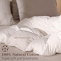 Vista 5 de Edredón de plumón 90% de pato, tamaño individual, color blanco, funda de edredón 100% algodón con 8 pestañas de esquina (tamaño individual