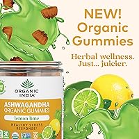 Vista 2 de ORGANIC INDIA Ashwagandha - Gomitas para hombres y mujeres, suplemento para el estrés, raíz de Ashwagandha KSM-66, extra fuerte, masticables