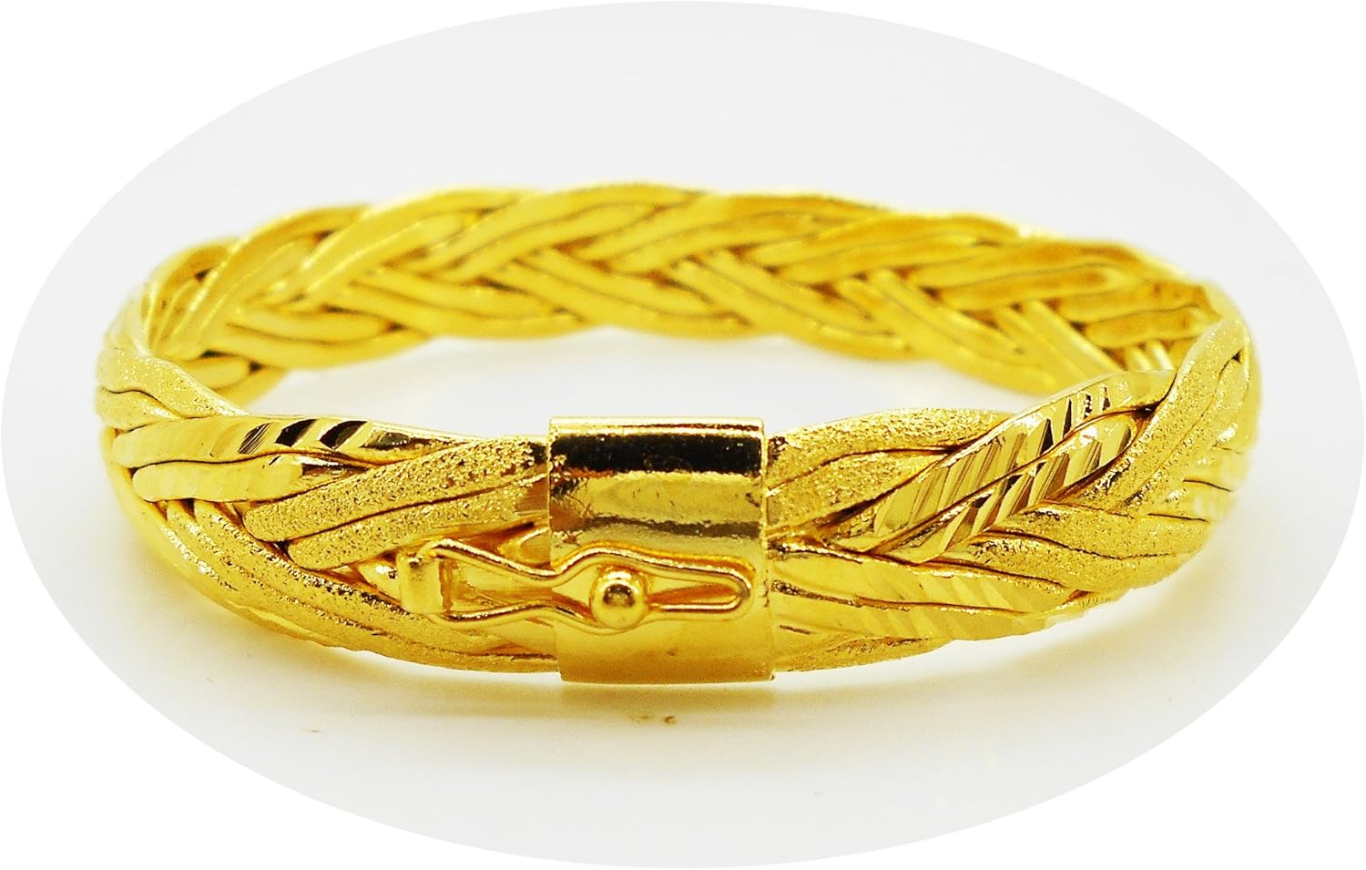 Braid Gold Plated Bangle 24k Thai Baht Yellow Gold Filled Bracelet Women Jewelry