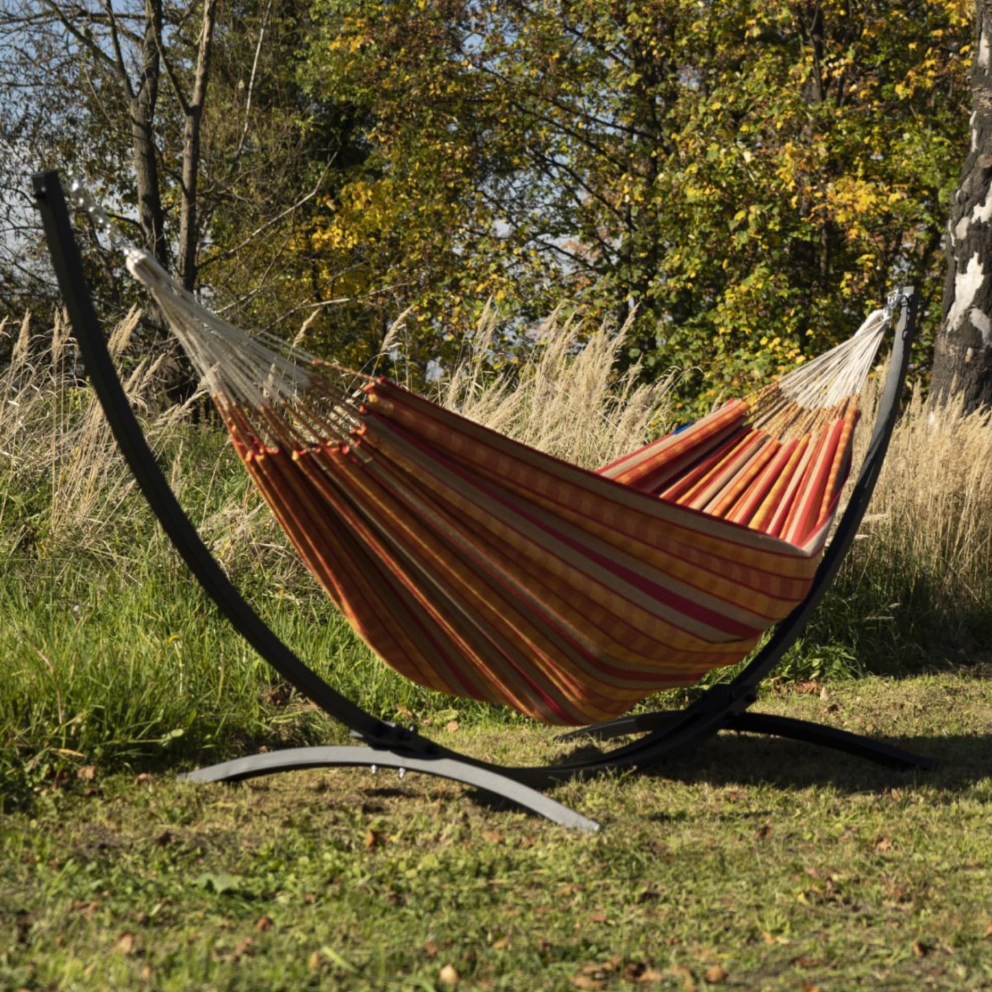 Potenza Support Hamac Grande 370 cm | Acier Galvanisé à Chaud et Laqué en Poudre | Structure Cintrée sans Soudure | pour 2 Personnes | Charge 220 kg | Testé jusqu'à 350 kg | Fabriqué en UE