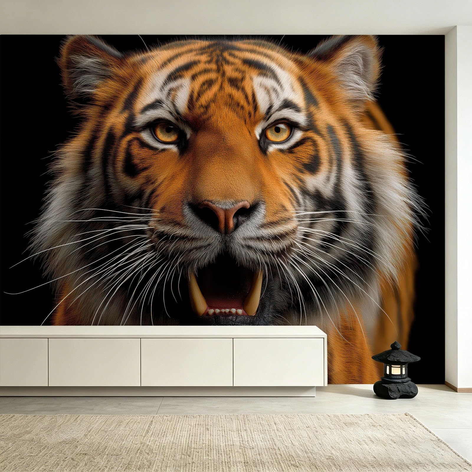 Générique Papier Peint Panoramique Intissé Portrait De Tigre 300 x 210 cm, Gros Plan Animal, Tableaux Muraux, Papier Peint Mural pour Salon, Chambre, Fond Décor TV
