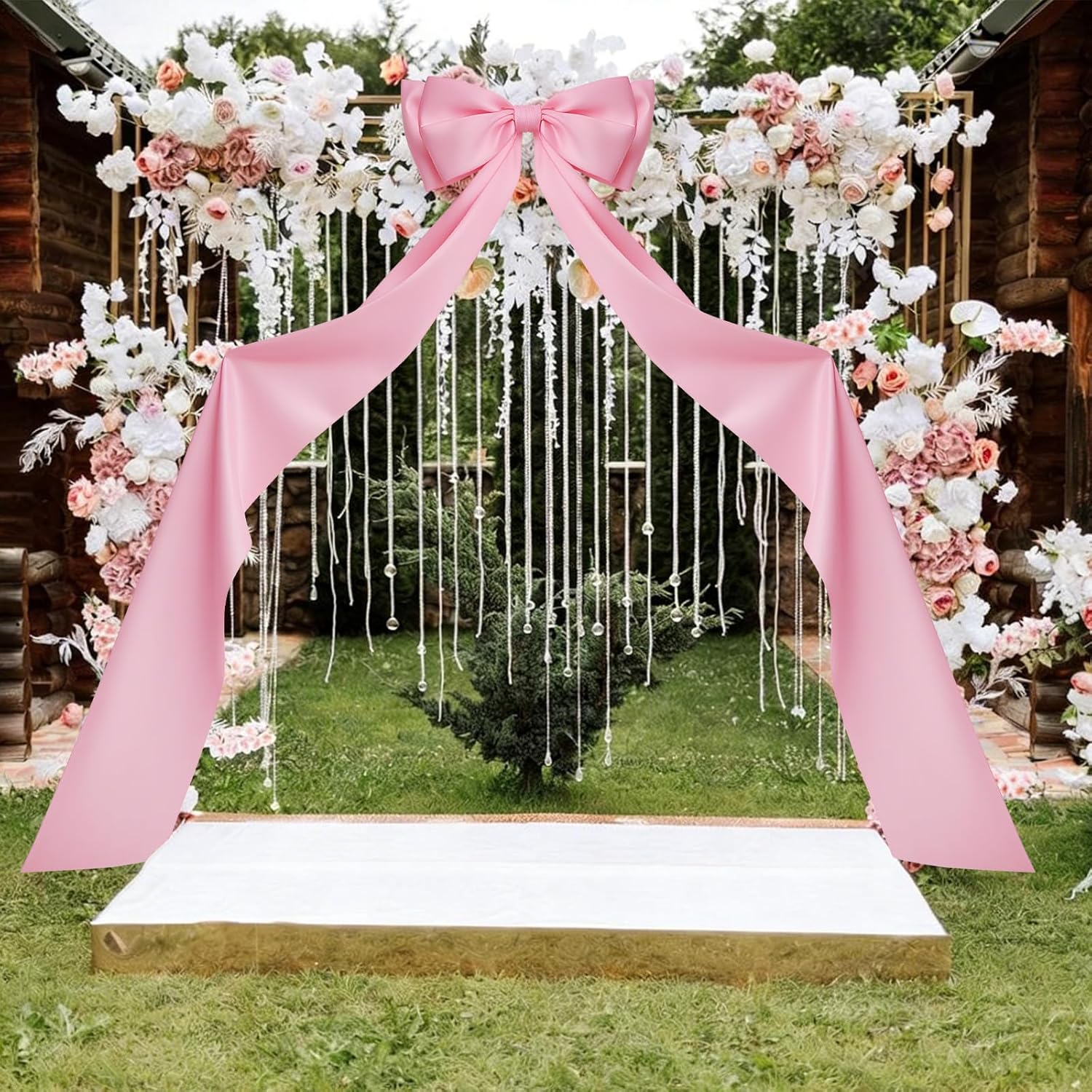 70x18.5 Inch Large Satin Bow, Pink Giant Bow for Backdrop Ribbon Tie Bows Themed for Wedding Engagement Holiday Bridal Birthday Party Baby Shower
