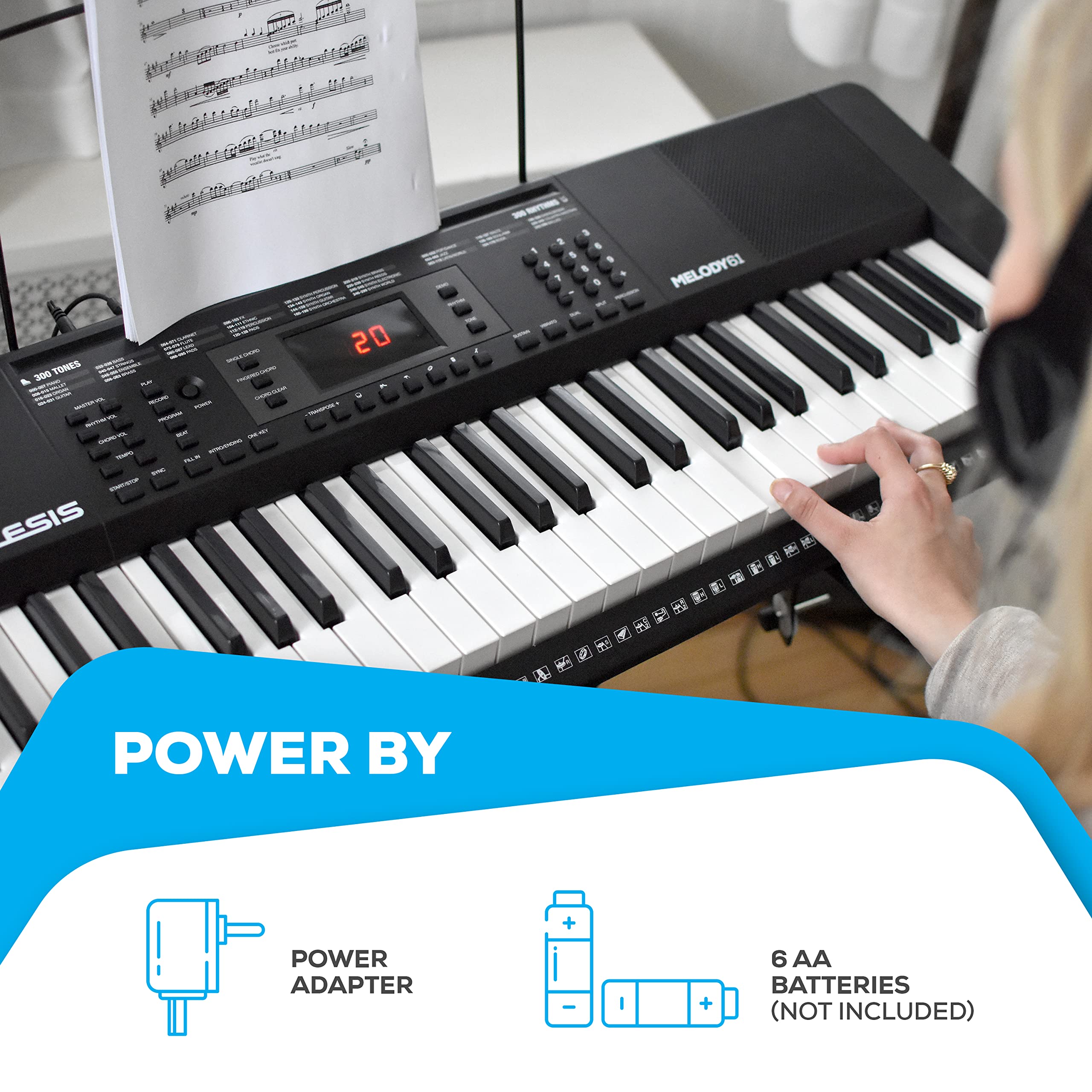 Alesis Melody 61 Key Keyboard Piano with 300 Sounds, Speakers, Digital