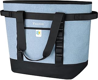 BALEINE Large 45-Can Cooler Bags Insulated, PEVA Soft Cooler Tote Bag, Insulated Grocery Bags with Zippered Top (10.5 Gallon, Teal)