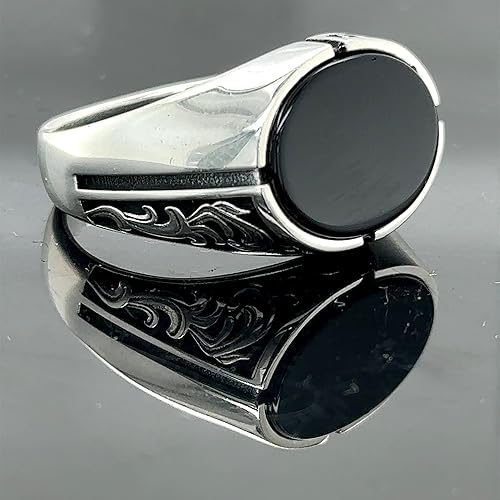 Miniatura 4 de Minimal Black Onyx Signet Ring, Wedding Ring For Men, Oval Onyx Ring, Minimalist Signet Ring, 925k Sterling Silver Ring, Gift For Him (9.5)