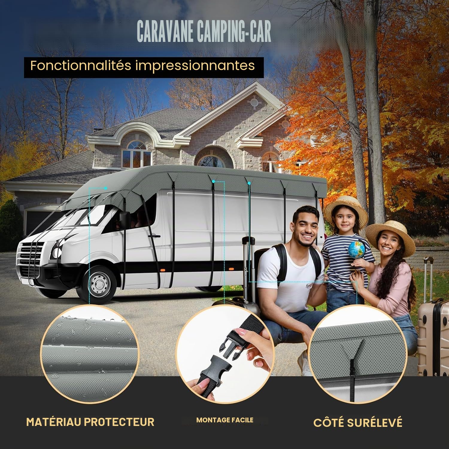 Bâche Camping-Car 7.5 x 3M | Haute qualité, Pour caravane, Protège de la poussière, Protège de l'humidité