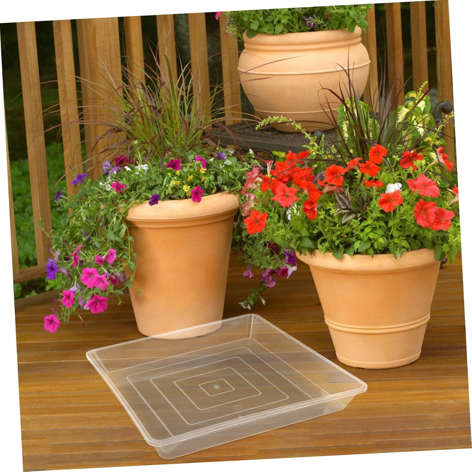 2pcs Square Plastic Plant Saucer Trays for Indoor and Outdoor Use Drainage Base Water Catcher Multi-use Flower Pot Drip Tray and Decorative Flower Pot