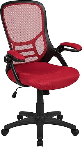 Miniatura 24 de Flash Furniture Porter - Silla de oficina giratoria ergonómica de malla negra con marco negro y brazos abatibles Negro