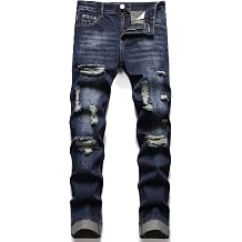 AITITIA Mens Ripped Regular Fit Jeans