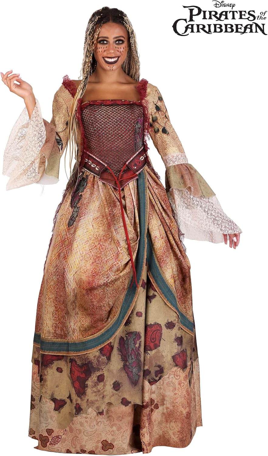 Fun Costumes Women's Pirates of the Caribbean Tia Dalma Calypso Costume Dress - Pirate Cosplay Outfit - Officially Licensed