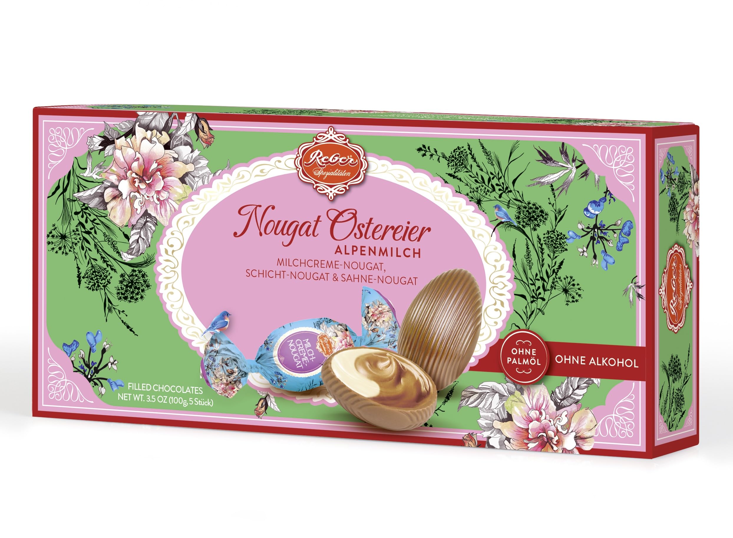 Reber Exklusive Nougat Ostereier Mischung mit Alpenmilchschokolade & Sahne-Nougat-Füllung