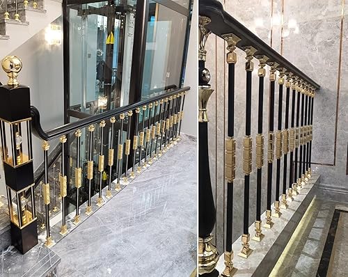Miniatura 2 de CMYUN Balaustres de estilo oriental para interior de escalera, juego de husillos de barandilla de escalera cortables de 37.4in con zapatos, para
