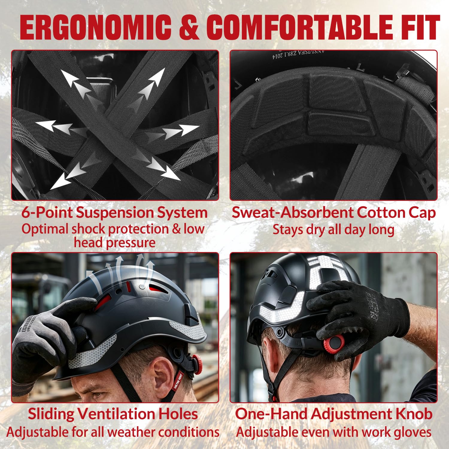 HEARMOR VOLTEK 5 en 1 - Casco de protección forestal con casco, orejeras, visera, gorro para el sudor y bolsa de transporte, antigolpes y ventilación cómoda, casco de ABS para trabajadores forestales