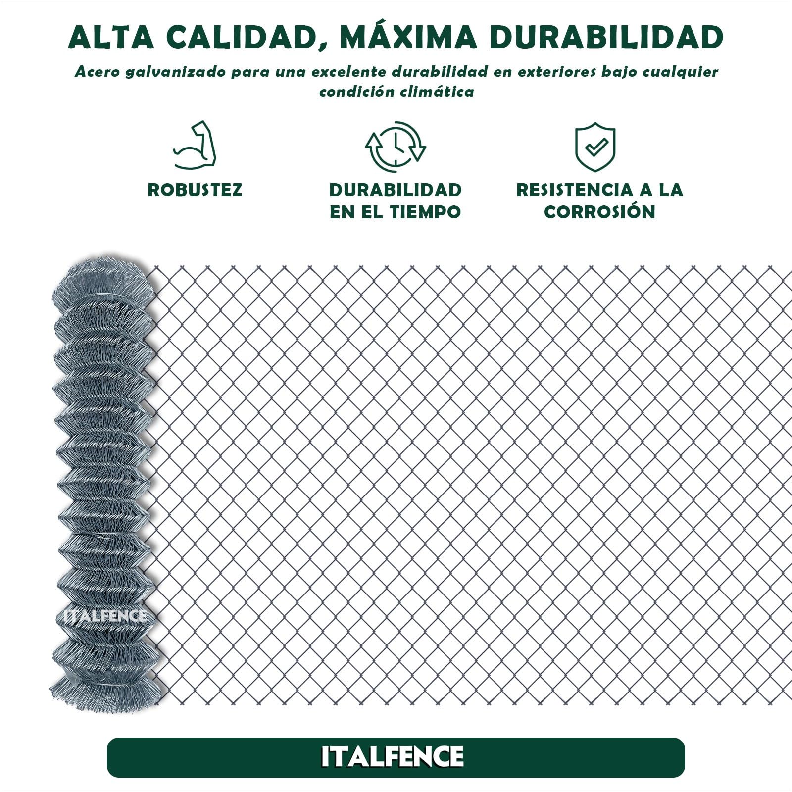 Malla metálica simple torsión, galvanizada, 25m [Ø2,00mm, 125cm]