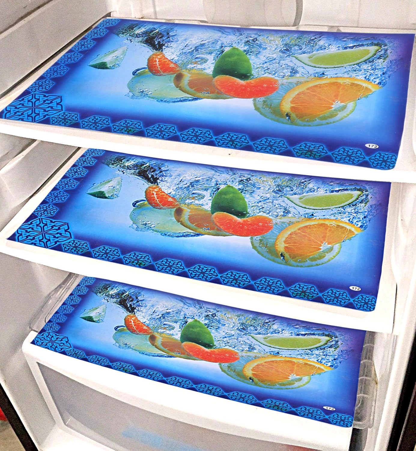 Kuber Industries PVC Laminated 6 Pieces Reversible Fridge Drawer Mats