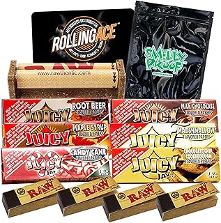 Rolling Ace Sweet Tooth Bundle - 13 Items Juicy Jays Flavoured Papers Bundle. Raw Rolling Machine, 6 Juicy Jay's Flavours, RAW Tips, Smelly Proof Bag, Scoop Card