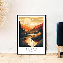 Murau Upper Austria travel poster Austria nature hiking holiday illustration wallart