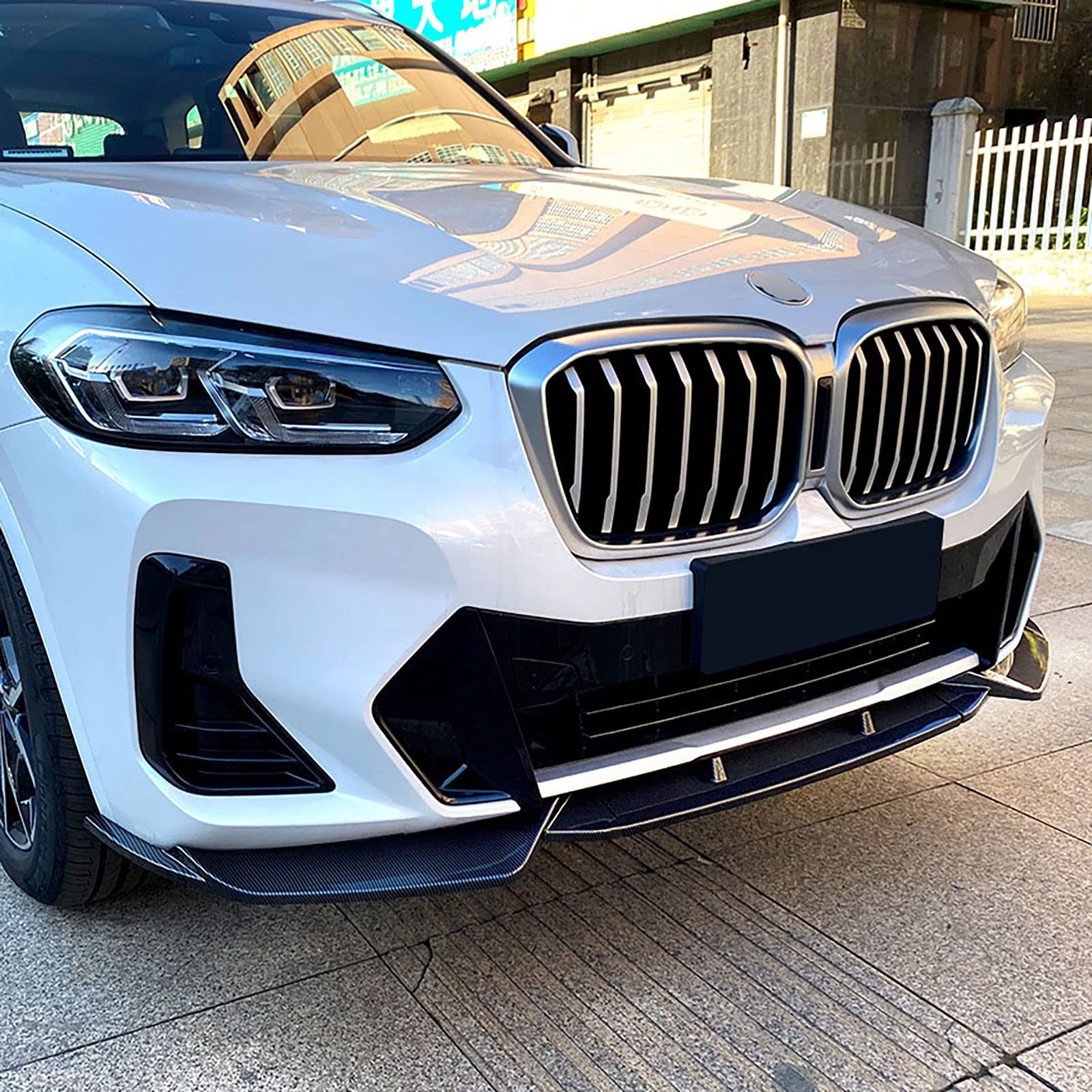 Car Front Shovel Lip Splitter Spoiler für BMW X3 G01 X4 G02 M Pack Late 2022+, Chin Bumper Diffusor Body Dekorativer Schutz Styling Zubehör,Carbon Fiber Look