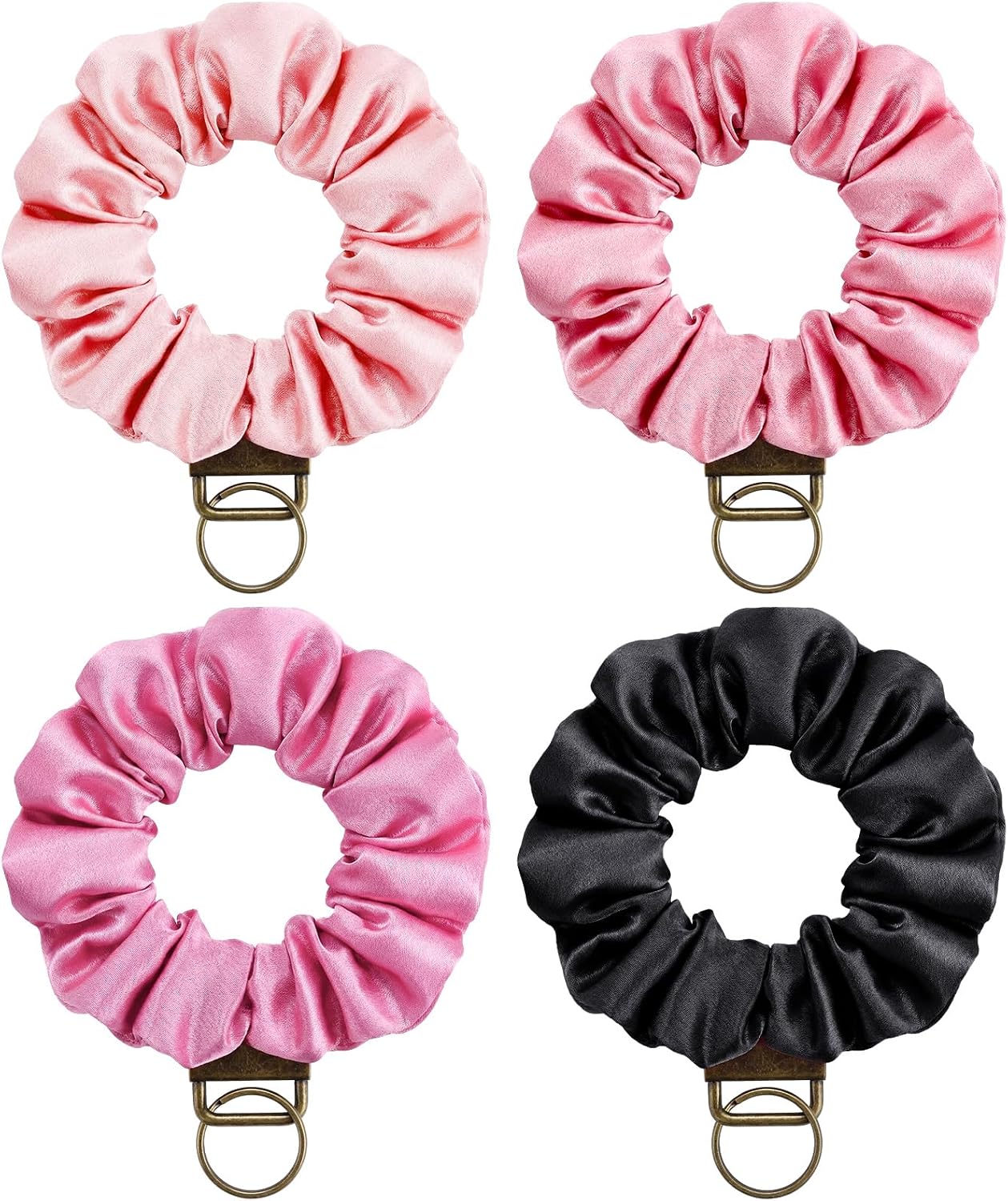 Janmercy 4 Pcs Keychain Wristlet for Women Cute Stretch Wrist Lanyard Hands Free Car Key Holder for Gym Travel Shopping