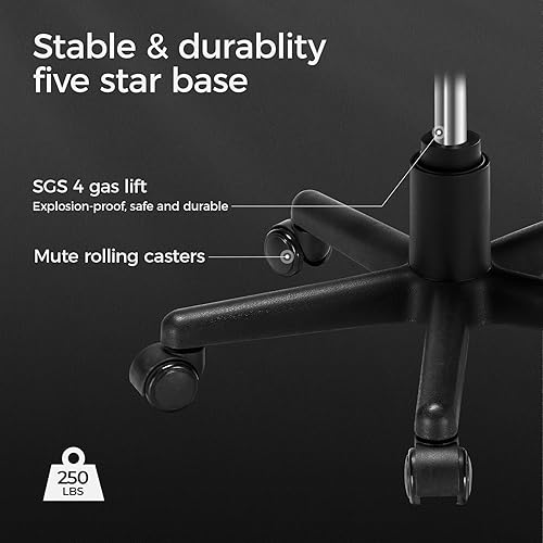 Miniatura 8 de EUREKA ERGONOMIC Taburete Multiuso, Silla Taburete Giratoria Rodante Ajustable en Altura con Ruedas, Reposapiés Otomano para Gaming, Oficina en