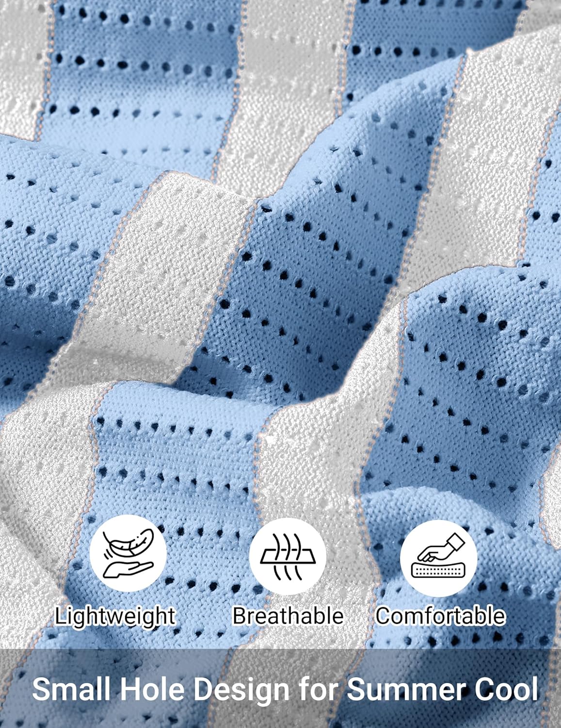 COOFANDY Men's Knit Shirts Short Sleeve Button Down Polo Shirt Striped Casual Summer Beach Shirts - Image 5