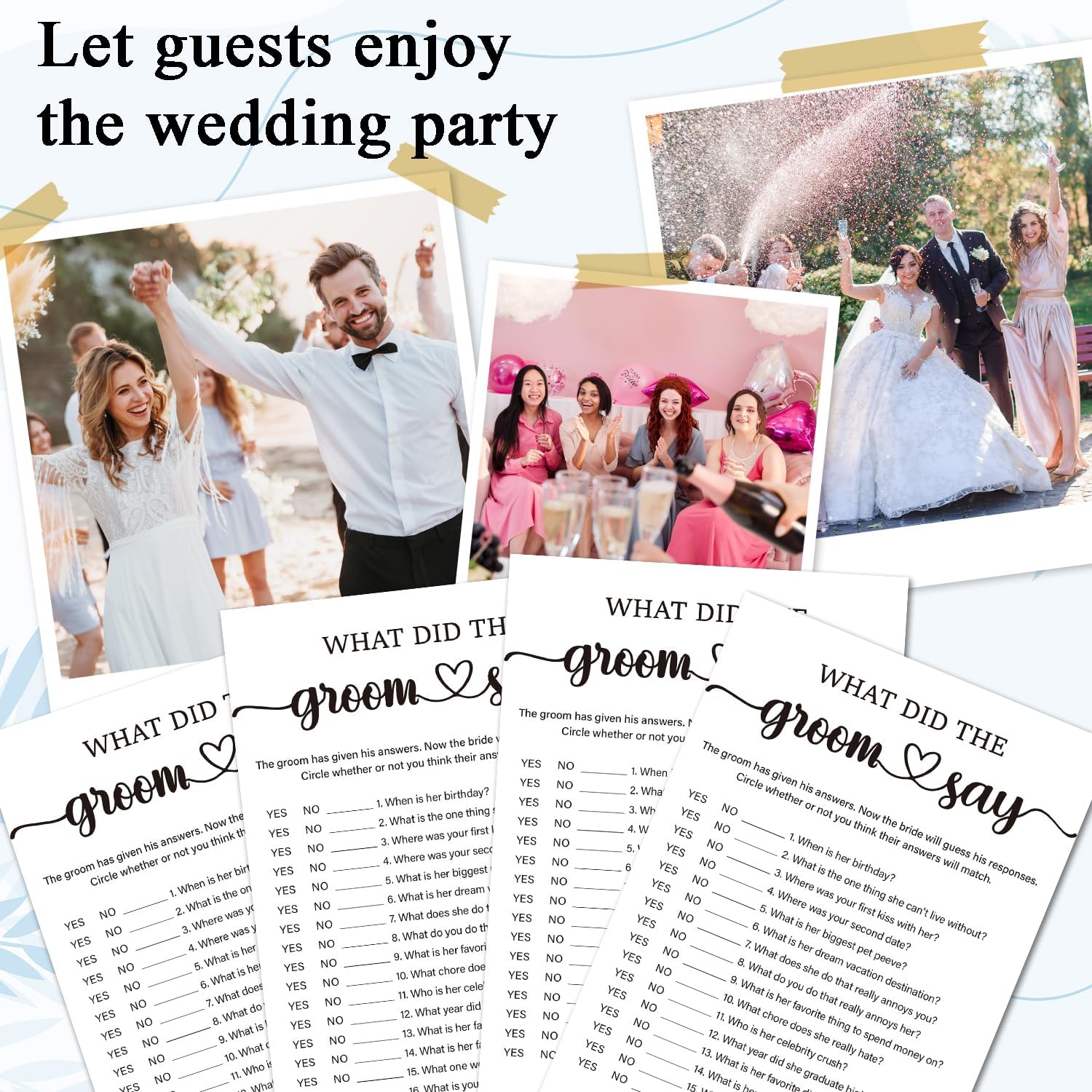 Bridal Shower Game Cards, What Did The Groom Say, Bride and Groom Party Fun Activities, 30 Game Cards, Engagement Wedding Party Supplies