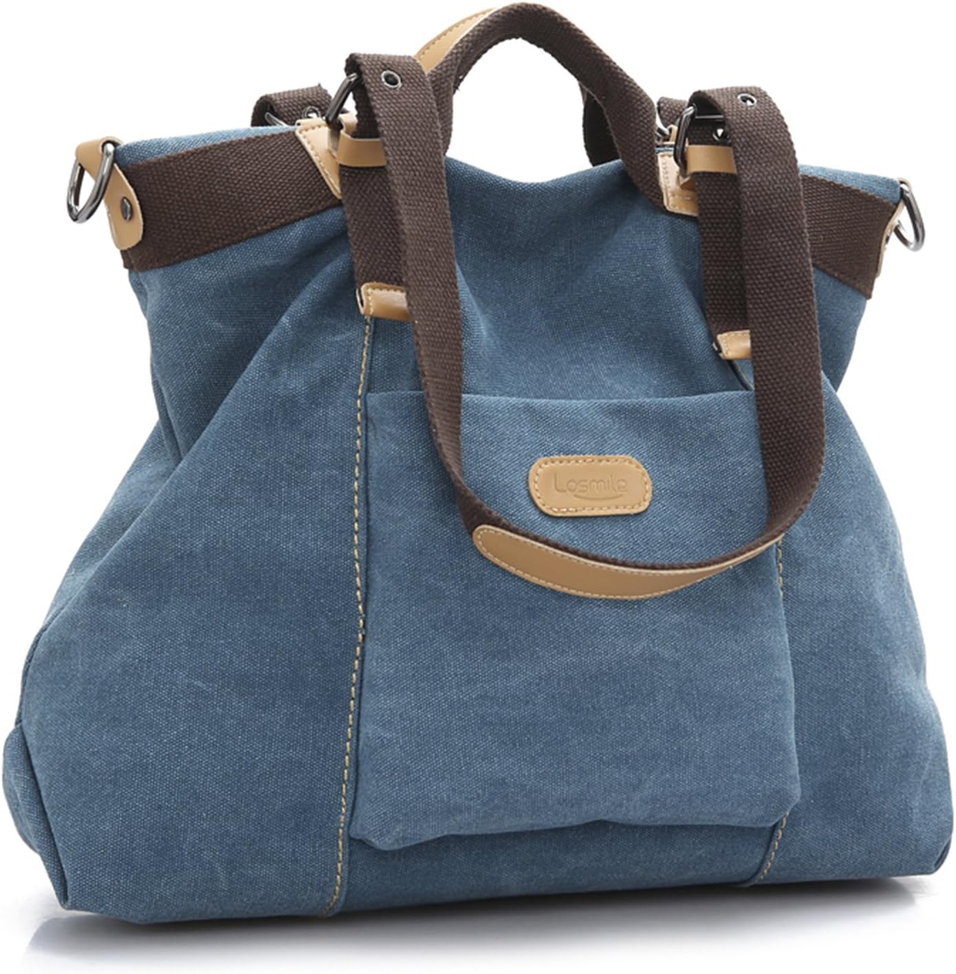 Borsa In Tela Donna Multitasca – A Tracolla E A Mano, Leggera Con Fodera Damascata, 27,9x13x30 Cm, Grigia