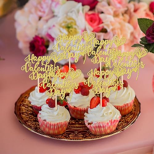 Miniatura 3 de 24 piezas de decoración para cupcakes con purpurina para el día de San Valentín, dulce amor, corazón, Be Mine, para San Valentín, temática de San