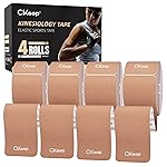 CKeep 4 Rolls Kinesiology Tape, Original Cotton Elastic Athletic Tape, 20 Precut 10 Strips Each, Beige, Ideal for Muscle Support & Injury Prevention