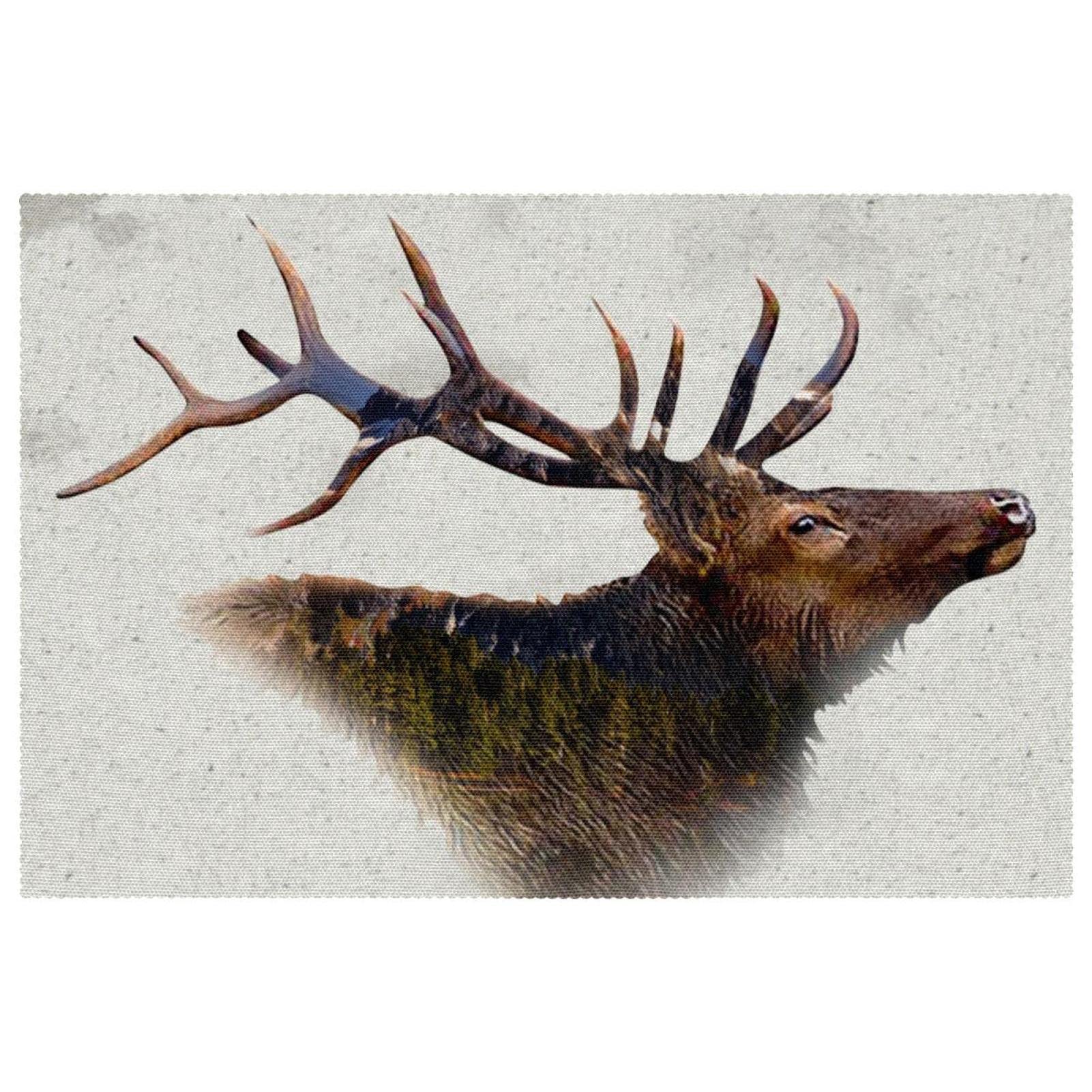 Sets de table tête de cerf pour repas de chalet de montagne chaleureux x6