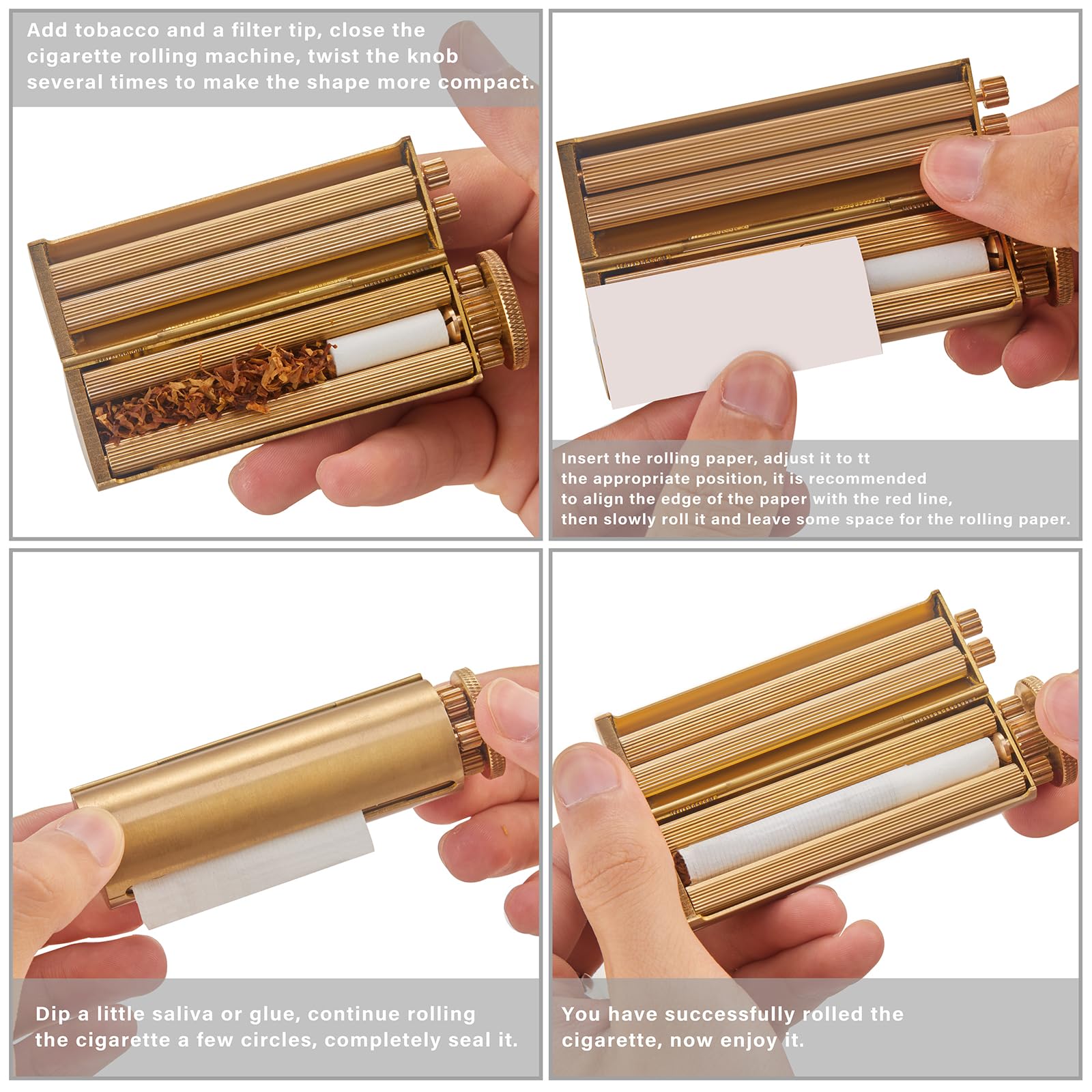 LETSYEE Roller Brass Cigarette Rolling Machine Vintage Handmade Solid Brass Cigarette  Roller Rolling Your Own Cigarettes, Fancy Tobacco Roller Tool : Buy Online  at Best Price in KSA
