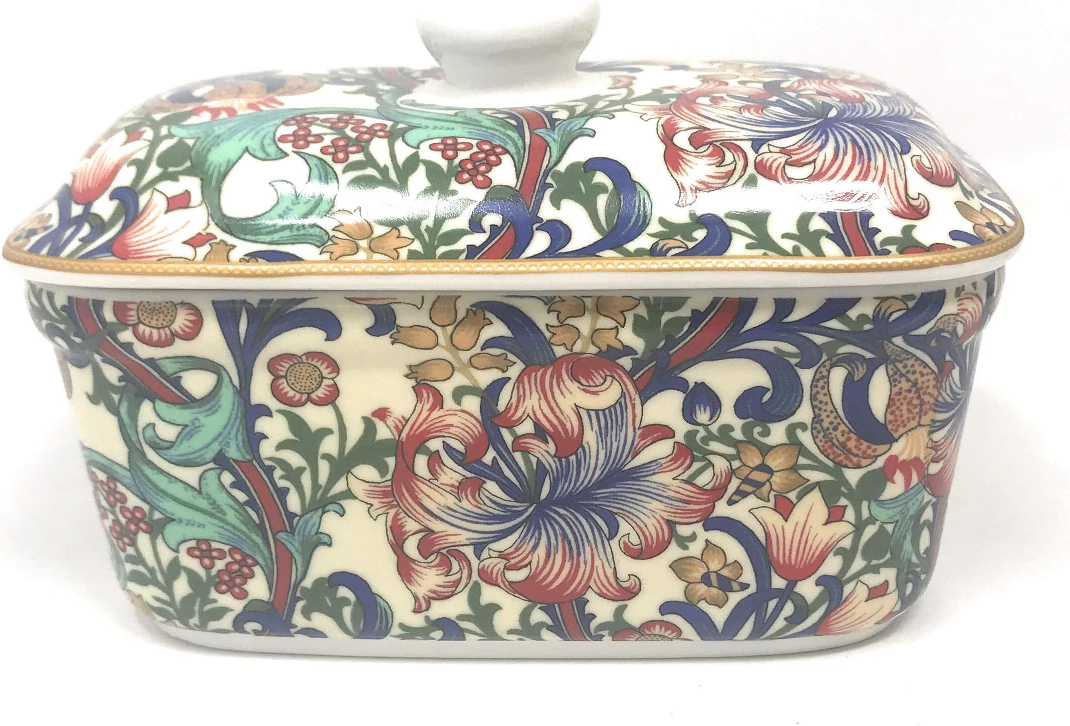 New Leonardo Collection William Morris Golden Lily Butter Dish Fine China with Lid LP94147