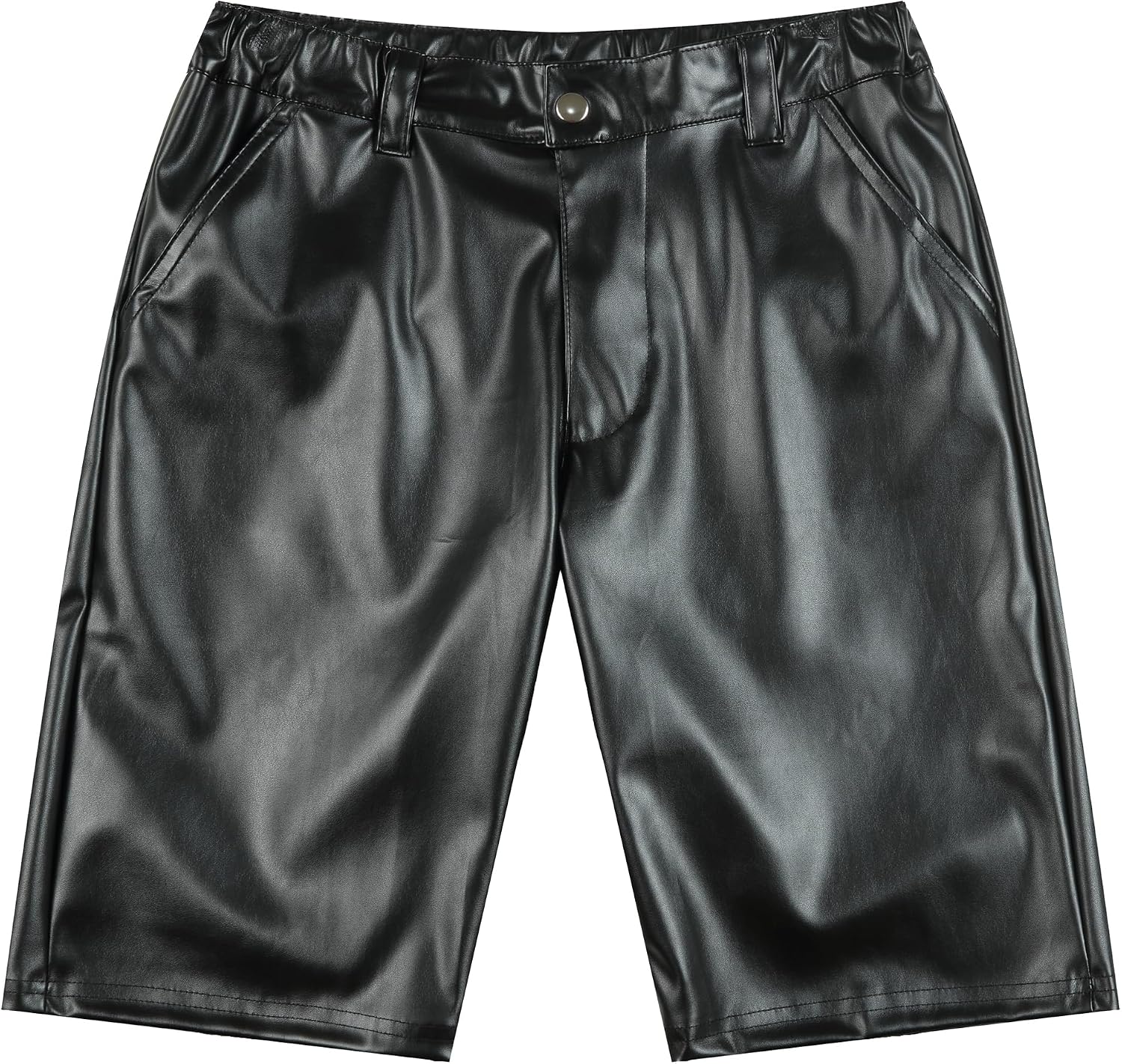 YUFEIDA Mens Faux Leather Shorts PU Shorts Zipper Pockets Novelty Shorts for Men
